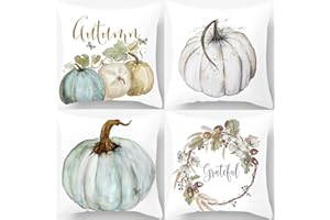 PSDWETS Autumn Decorations Pumpkin Pillow Covers Set of 4 Fall Decor Grateful Thanksgiving Throw Pillow Covers Cushion Cover 18 X 18