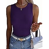 Zeagoo Womens Sleeveless Crewneck Ribbed Tank Tops Casual Basic Summer Top Slim Fitted Racerback Shirts