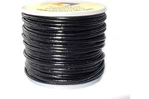 Cords Craft | 1mm Round Genuine Leather String Cord for Making Jewelry, Necklaces, Bracelets, Hair Accessories, Beading Work, Wraps, DIY Crafts and Hobby Projects, 21.87 Yards (Black)