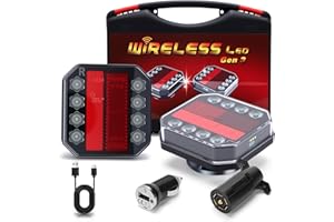 WODHMIEY Wireless Magnetic Trailer Lights, 2.4GHz Rechargeable LED Tow Tail Turn Signal Light with 82 High Brightness LEDs fo