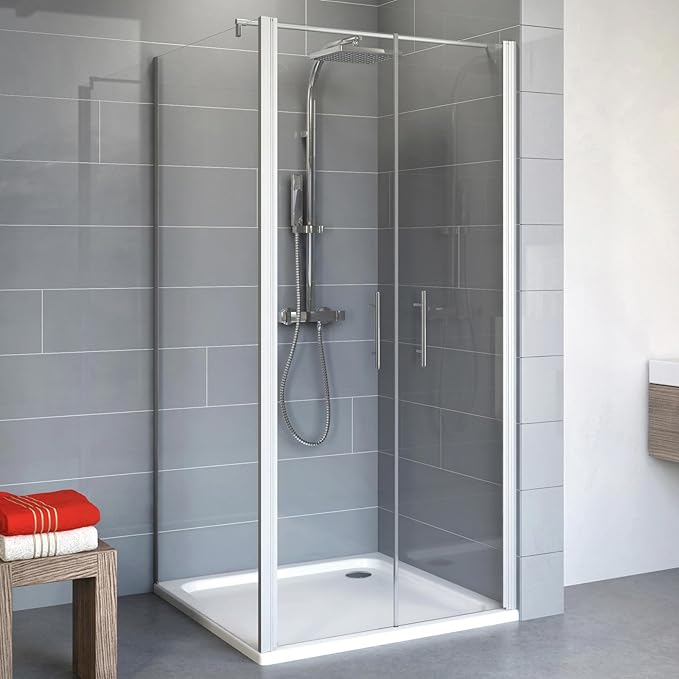 Schulte EP322506 01 500 Duschkabine Alexa Style 2.0 Pendeltür Seitenwand, 90 x 90 cm, 192 cm, 5 mm Sicherheitsglas klar hell 
