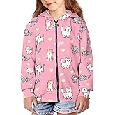 Parprinty Girls Zip Up Hoodie with Pockets Party Daily Comfort Soft Floral Graphic Cute Hoodies