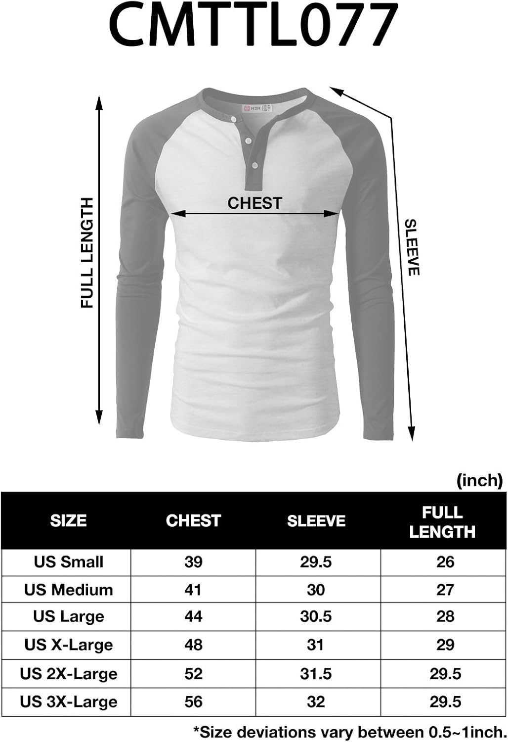 H2H Mens Casual Premium Slim Fit T-Shirts Henley Long & 3/4 Sleeve Spring Summer Clothes at  Men’s Clothing store
