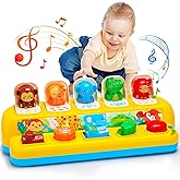 Interactive Pop up Animal Toys with Music & Light, Montessori Cause and Effect Toys for 1 Year Old Boy Girl Early Learning Mu