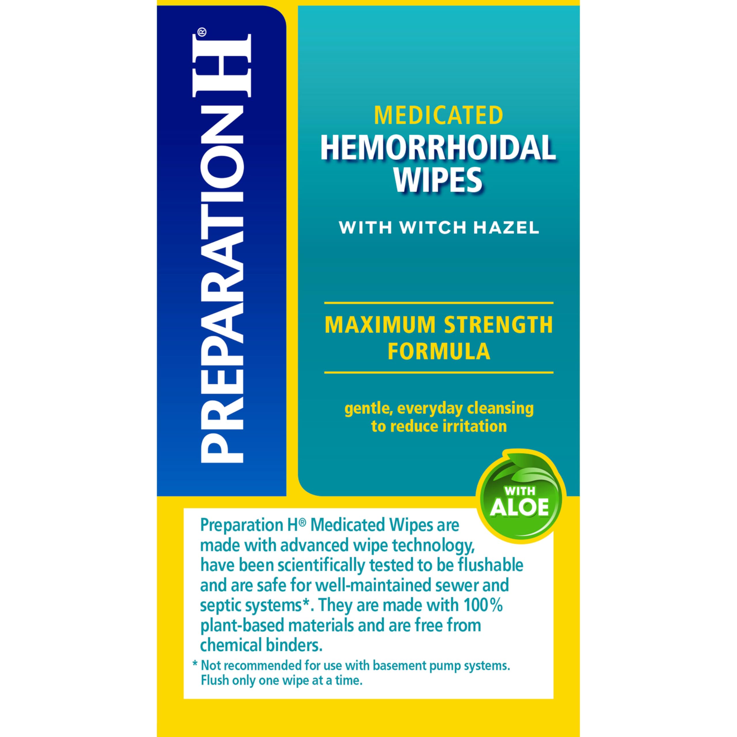 Preparation H Hemorrhoid Flushable Wipes with Witch Hazel for Skin Irritation Relief - 96 Count