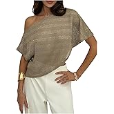 Milumia Women's Asymmetrical Neck Sheer Top Short Sleeve Loose Poncho Shrug Tops