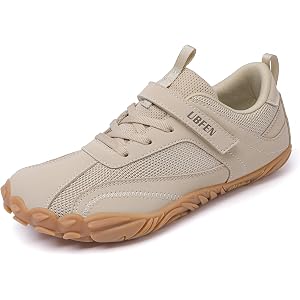UBFEN Womens Barefoot Shoes Wide Toe Box Zero Drop Light Hiking Sneakers | Hook And Loop Strap, Laces, Breathable Mesh Upper,