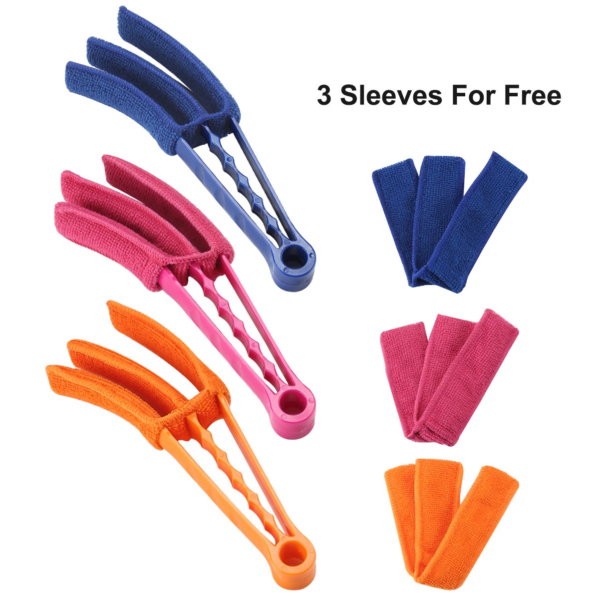 3 x Blinds Cleaner Window Duster Removable,Washable Microfibre Fabric Cleaning Cloth With 3 Extra Microfiber Sleeves for Window Blinds Air Conditioner