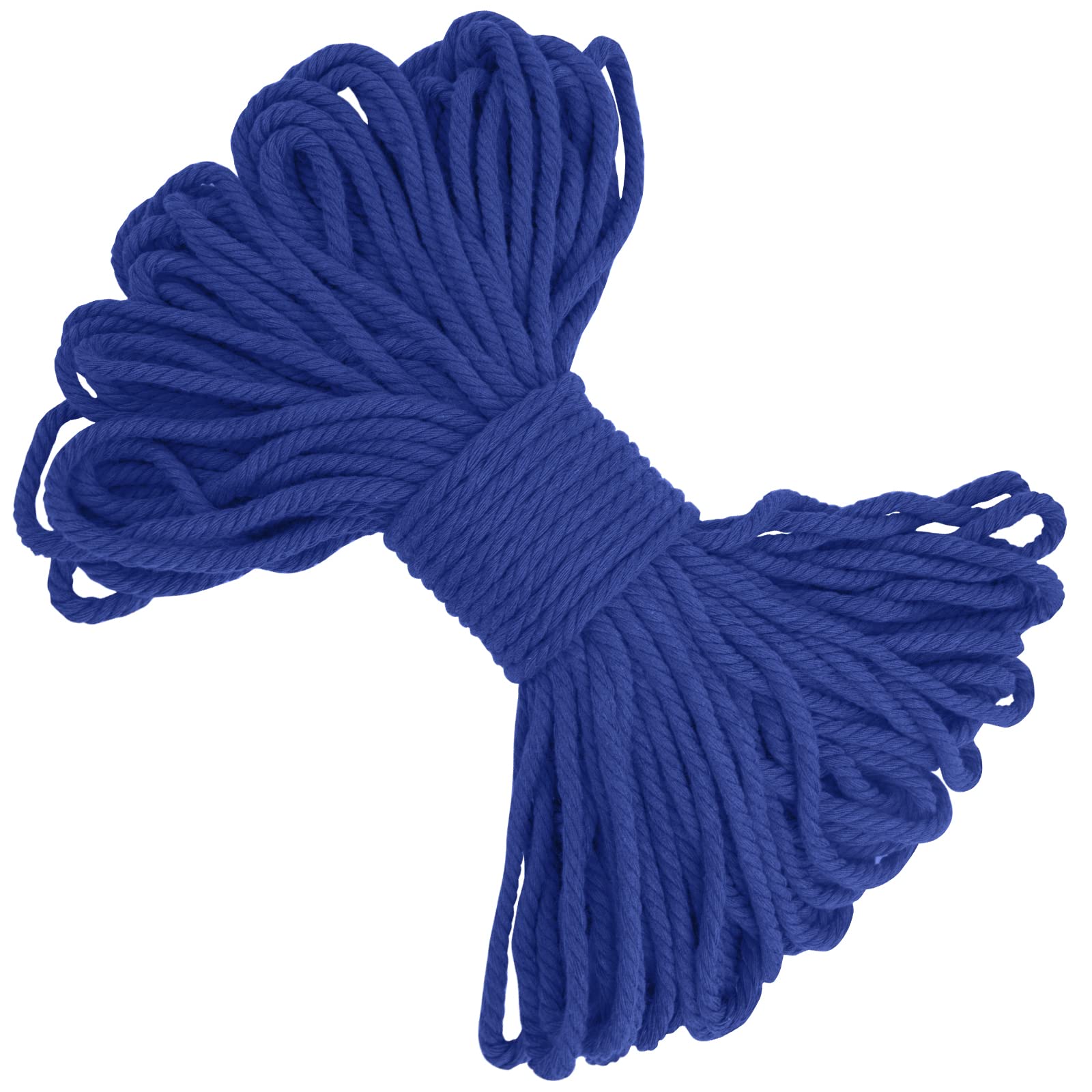 LEREATI Macrame Cord 5mm x 20m, Thick Cotton Macrame Rope Yarn, Coloured Craft String for Plant Hanger, Wall Hanging, DIY Crafts, Gift Wrapping, Home Decorations (Navy Blue)