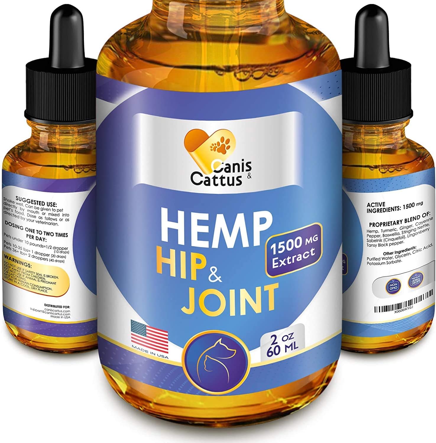 Hemp Oil for Dogs & Cats 1500 MG Hip & Joint