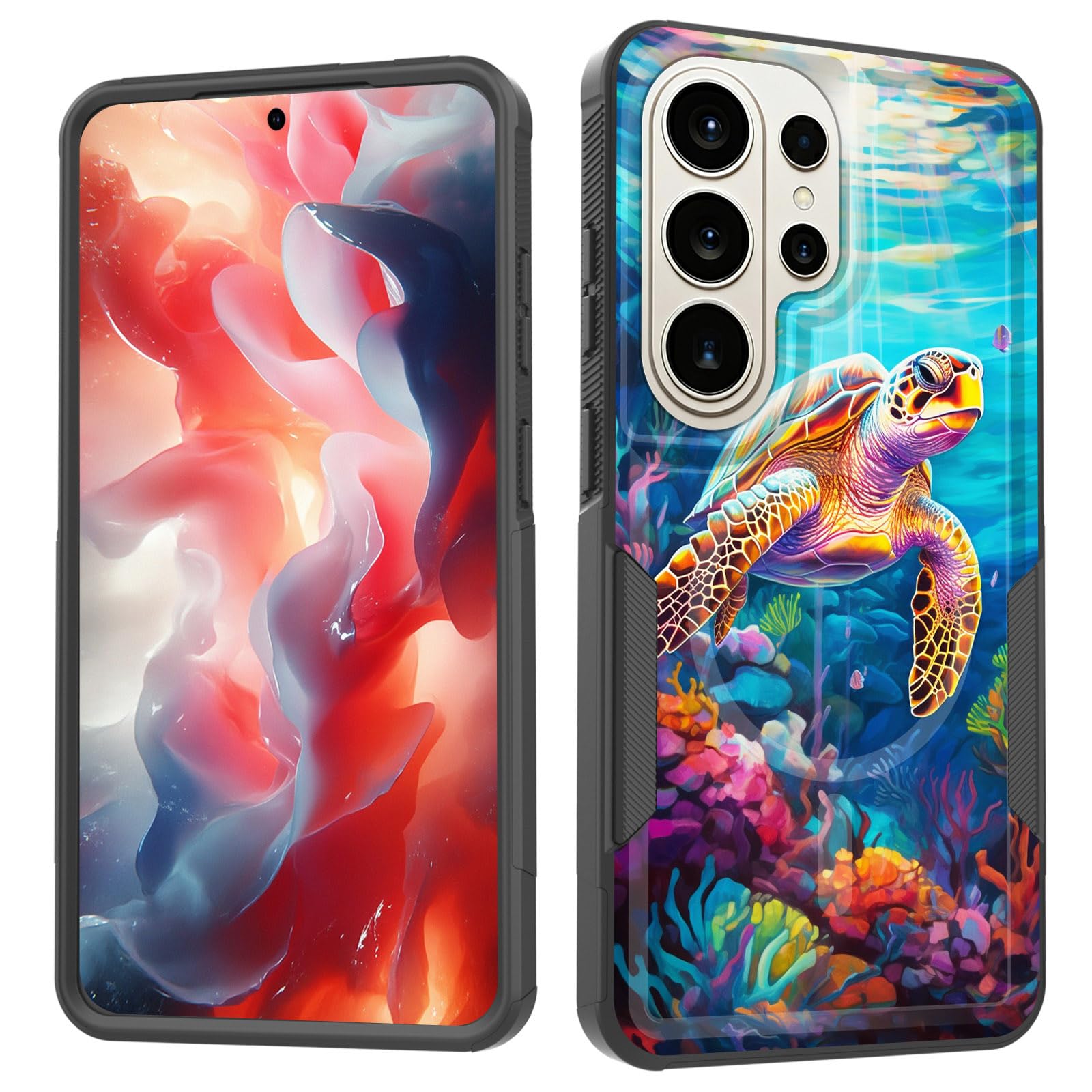 ZQLPLZR Magnetic for Galaxy S26 Ultra Case,[Compatible with MagSafe] [Military Grade Drop Protection] Heavy Duty Shockproof Phone Case for Samsung Galaxy S26 Ultra 6.9",Turtle Swimming Under The Sea