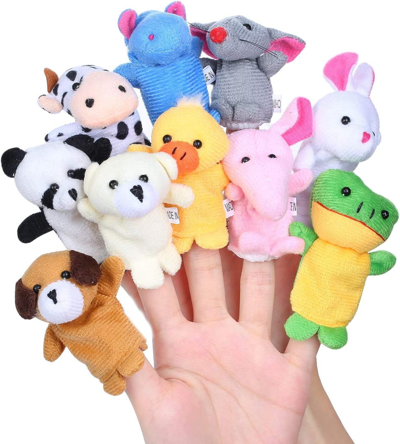 10 x Small Animal Finger Puppets Plush Cartoon Hand Puppet Toy, Gift