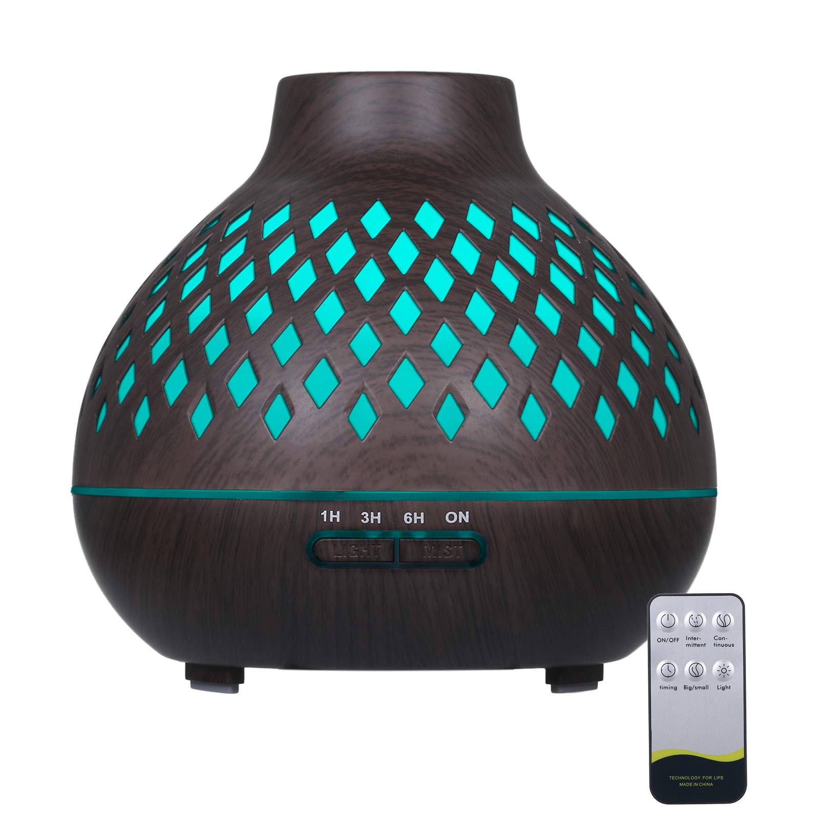 Decdeal Essential Oils Diffuser, 400ml Ultrasonic Air Humidifier Aroma Diffuser Mist Maker with Remote Control,7 Colorful Lights,4 Levels Time Setting,2 Spray Modes for Yoga Relax Home Bedroom Room