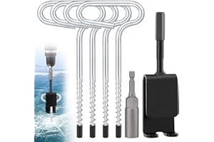 MADHOLLY Universal Ice Anchor Tool- Ice Anchor Drill Adapter Kit, 4 Ice Fishing Shelter Stake Nail 1/4" Adapter Head for Ice Insert Sewing- Ice Shanty Anchors for Setting Up Shelter Tent Dad Gifts