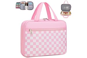 Octsky Bible Cover Case for Women Bible Organizer Book Carrying Bag for Medium and Large Bibles, Checkered Pink