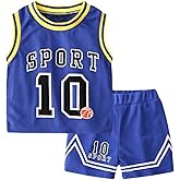 Mobarta Toddler Kids Sports Athletic Jersey Shorts Set Todder Boys Jerseys Outfit 2 Piece Basketball Tank Top Mesh Shorts Set