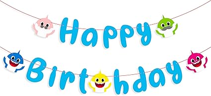 Amazon Com Mallmall6 Little Shark Happy Birthday Banner Cute