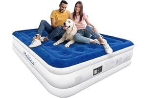 Meldoz Matelas gonflable pour grand lit avec pompe intégrée, matelas gonflable double pour la maison, le camping et les invit