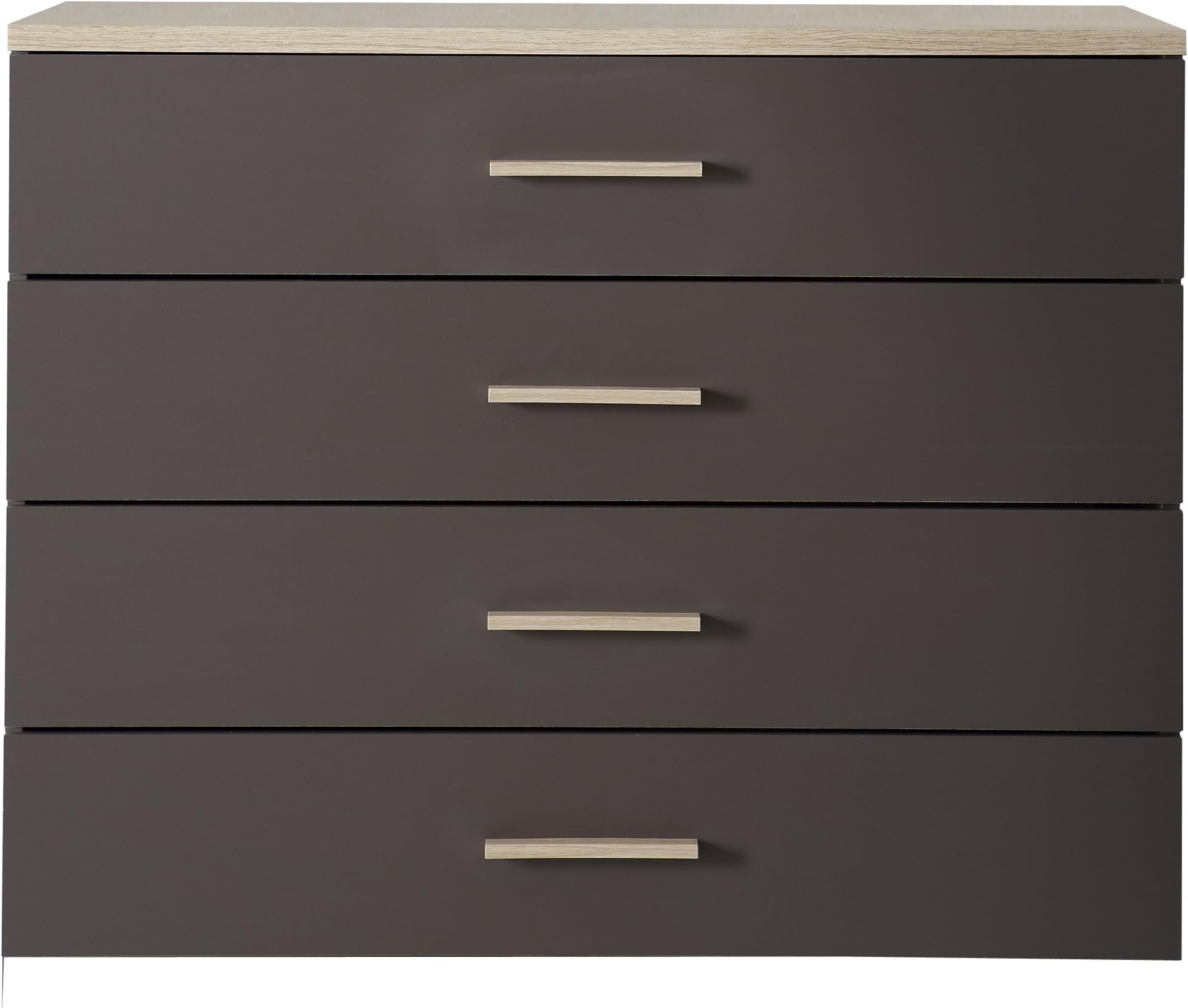 Demeyere 4-Drawer Chest 'Selena, Brushed Oak/Lava, 100x41.6x84.7 cm