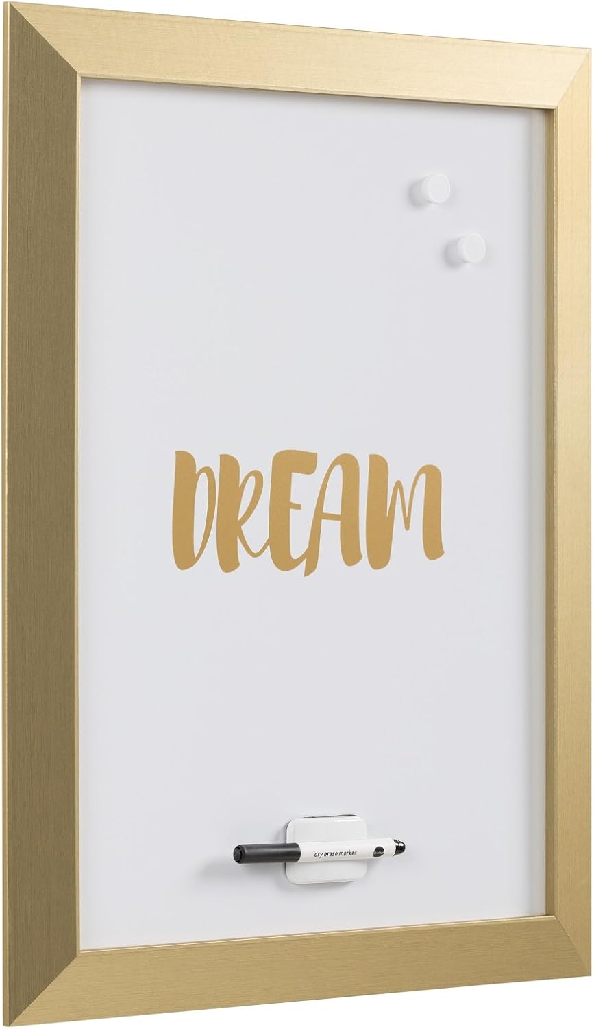 Bi-Office Kamashi Whiteboard 'Dream' Magnetic Dry Wipe White Gold MDF Frame Magnetic Board, 45 x 60 cm, W45 x H45 cm - Image 3