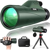 12x56 High Power Monocular Telescope with Tripod Bag, Lightweight Monoculars for Adults with BAK4 Prism & FMC Lens, Suitable for Bird Watching Camping - Green 【No Adapter】