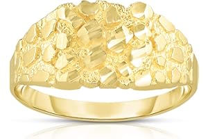 Floreo 10k Yellow Gold 10.8mm Square Nugget Ring, Sizes 6-13