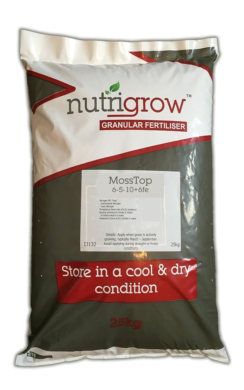 Moss Top Fertiliser 6510+6Fe Control Moss and Help Grass Growth, 25