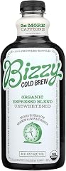 Bizzy Organic Unsweetened Espresso Blend Cold Brew Coffee, 2x More Caffeine | 48 fl oz Ready to Drink, 250mg caffeine/12oz se