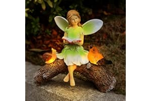 Yiosax Garden Flower Fairy Statue Decor-Solar Outdoor Fairy Statues-Garden Fairy Outdoor Snail,Bird Figurines Decoration for Outside Patio Lawn Yard,Fairies Ornaments Gifts,Tall 8.4 Inches