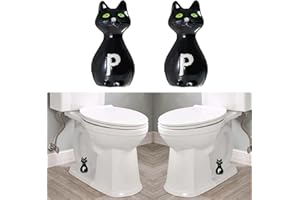 RENUIS 2 Pcs Ceramic Cat Toilet Floor Bolt Caps,Cute Animal Toilet Bowl Screw Covers,Toilet Bolt Figurine,Toilet Bowl Cap Covers,Decorative Bathroom Toilet Bolt Easy Installation (Black)