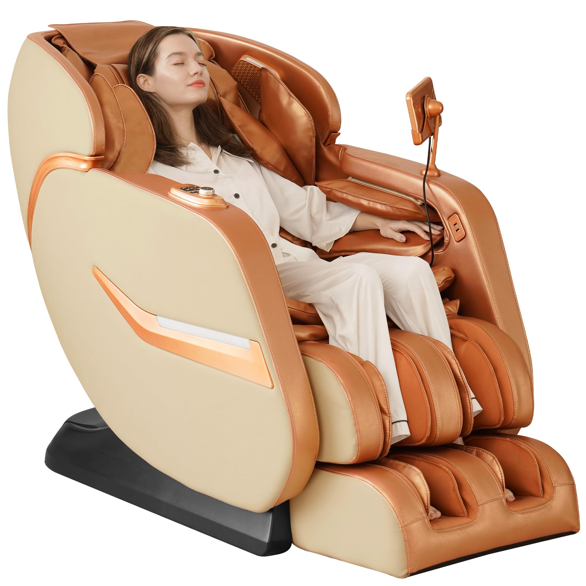Photo 1 of MEROUS 4D Zero Gravity Massage Chair Recliner, Easy Control SL-Track Shiatsu Massage Chair Full Body with Body Scan,Waist Heating,Bluetooth,Foot Rollers,32 Airbags&Extended Footrest (Gold)