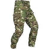 OCANXUE Men's Tactical Pants Camo Cargo Pants Ripstop Work Hiking Pants with 10 Pockets No Belt