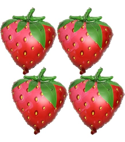 Private Label 8 Pcs 4D Strawberry Balloons Foil Fruit Mylar Balloons...