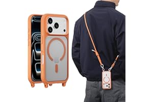 MAGEASY Compatible with iPhone 17 Pro 6.3" Case with Crossbody Strap - 16ft Drop Protection, Compatible with MagSafe | Roam M (Coral)