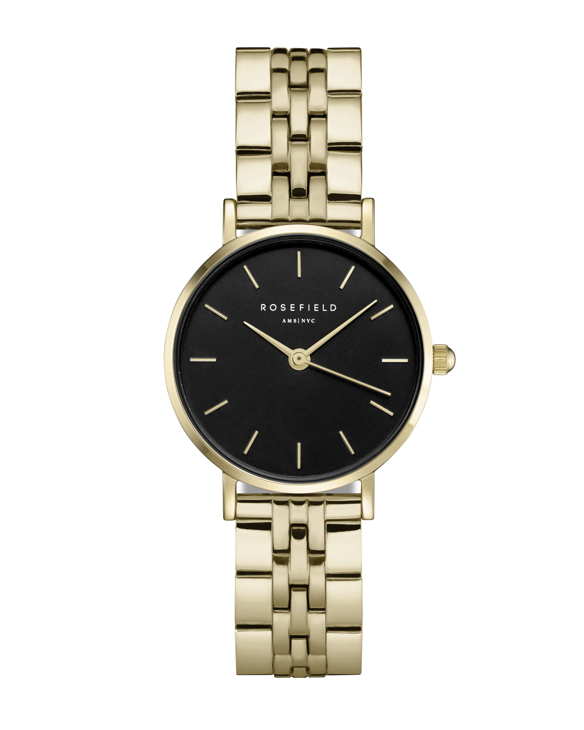 Rosefield Women's Watch The Small Edit Gold Round Case - Black Dial 26BSG-268