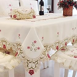 WELLYUK 33 Inch Square Vintage Embroidered Rose Red