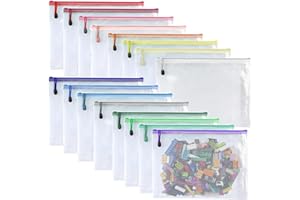 Oaimyy-8 * 10 inchs-Plastic Mesh Zipper Pouch Document Folders Bag Zip File Bags for Office Supplies,Home,Travel Storage-Multicolor