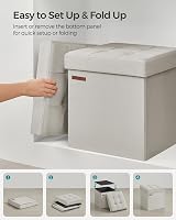 SONGMICS Storage Ottoman Foldable 110 cm Cream White with 131 L Storage view 7