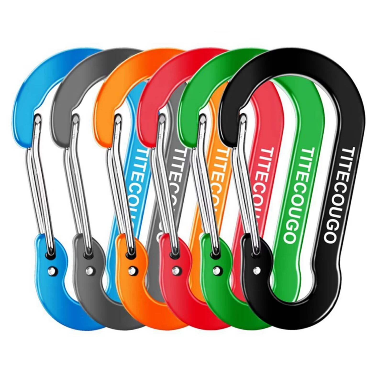 TITECOUGO Carabiner Keychain,Aluminum D-ring Locking Carabine D-Shape Lock Snap Backpack Water Bottle Keychain Climbing Gear Accessories EDC Camping Tent Multi Function Tool Multiple Colors
