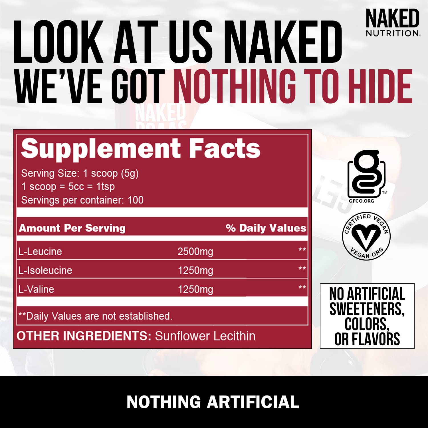 Unflavored Naked Naked BCAAs + Unflavored Naked Eaas Amino Acids Powder Bundle Vegan All Natural Essential Amino Acids 500 Grams