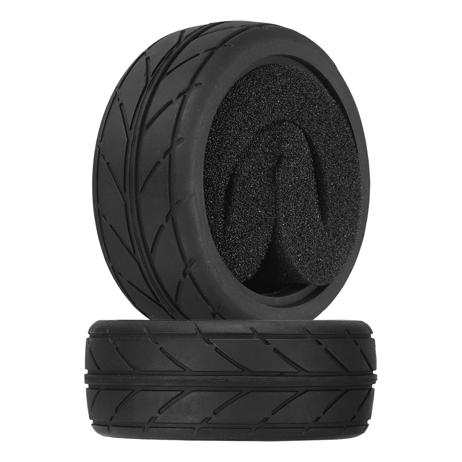 sourcing map 2Pcs Soft Rubber RC On-Road Car Tyres D6-Type Sponge Inside for RC 1/10 HSP Tires Scale Touring On-Road Racing DIY Model Car- 62mm(2.44") OD x 26mm(1") Width, Black