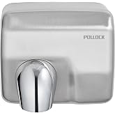 pollock Commercial Hand Dryer Wall Mounted,304 Stainless Steel 1600W | Electric Hand Dryer for Bathroom,Automatic High Speed Warm Wind Hand Blower,110V Plug in,8-10s Second Dry,for Industry