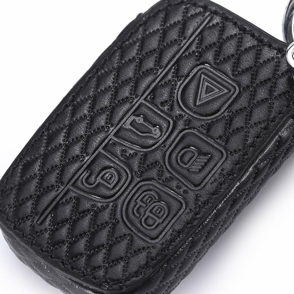 Happyit High Guality Leather Car KeyCover Cases Car keychain for Land Rover Jaguar 5 Buttons Smart Key, black, 7*4*1 cm - Image 5