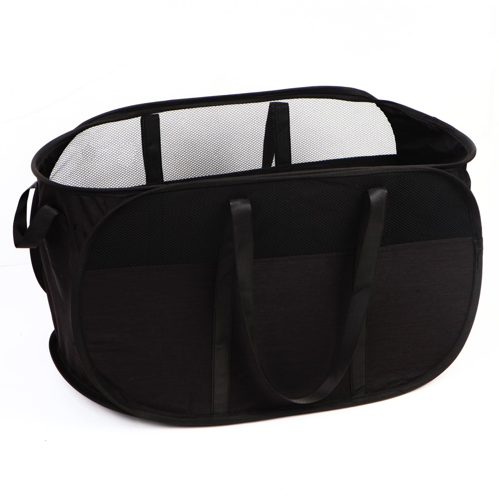 Photo 1 of Collapsible Laundry Baskets, Tear Proof Pop Up Laundry Hamper with Dual Handles, Durable Foldable Laundry Basket, Easy to Carry Laundry Hamper for Home, Laundry Room, Bedroom, Dorm, Travel Black