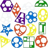 Epakh 16 Pcs Geometric Shape Stencils Set, Elegant Style, 5.9 x 5.9 Inches | Drawing Templates for Kids Toddlers, Colorful Painting Stencils, Art Templates for Children Journal Classroom Craft Projects