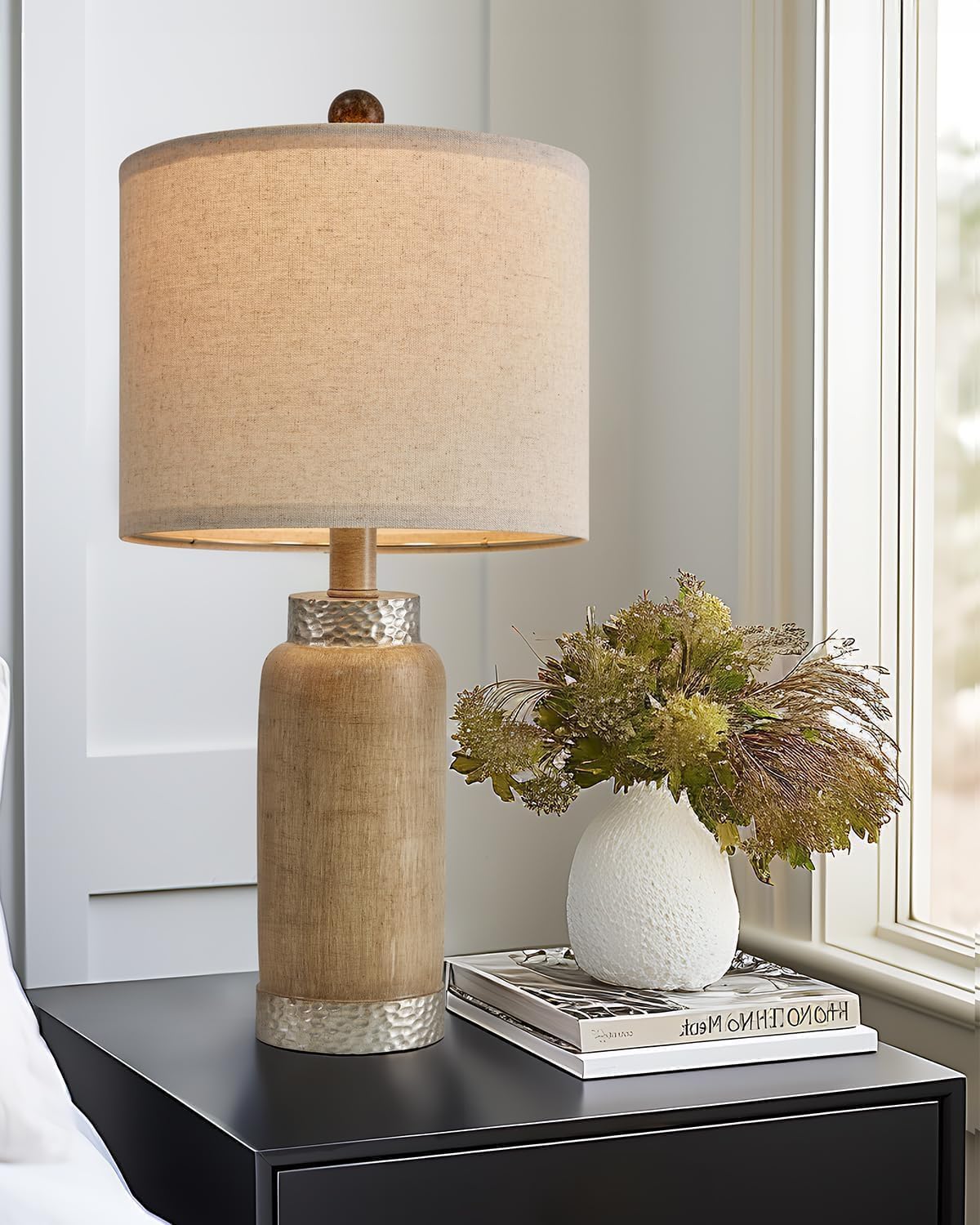Photo 1 of G-SAFAVA Table Lamp for Bedroom Living Room 20.25" Farmhouse Rustic Vintage Small Lamps Bedside Nightstand Light Home Office Desk Retro Mysterious East Style Deco (Antique Brown)