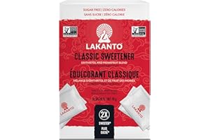 Lakanto Classic Monkfruit Sweetener Packets with Erythritol - White Sugar Substitute, Zero Calorie, Keto Diet Friendly, Zero 