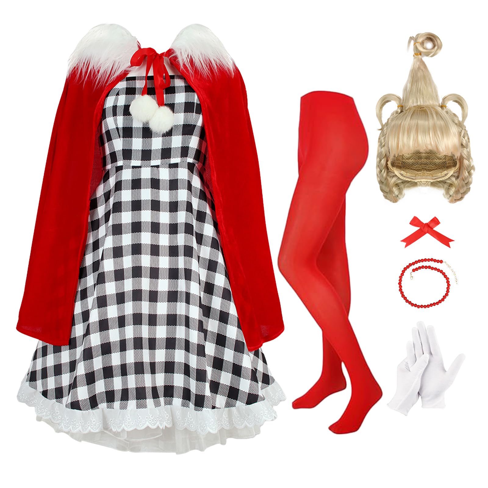 Photo 1 of ***MISSING PIECES-SELLING AS IS ***ZZXIAOJIE Christmas Red Costume Women Adult Dress Hooded Robe Necklace Costume for Christmas