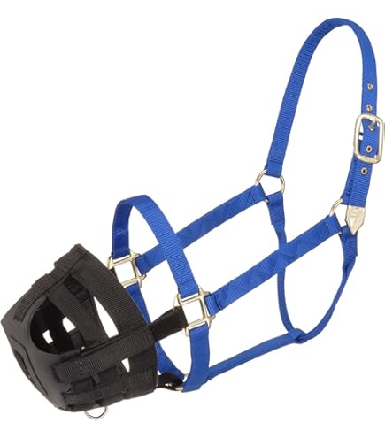 Museau De Pâturage Réglable Showman - Nylon Noir Pour Chevaux - Neuf, Origine Inde