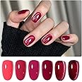 GAOY Glitter Gel Nail Polish Set, Hot Pink Cat Eye Gel with Magnet, Salon Manicure and Nail Art DIY at Home
